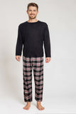 Mens Crew Neck Waffle Top & Check Flannel PJs (311289)