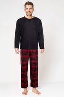 Mens Crew Neck Waffle Top & Check Flannel PJs (311289)