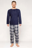 Mens Crew Neck Waffle Top & Check Flannel PJs (311289)