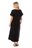 Ladies Cap Sleeve Linen Maxi-dress (4089)