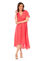 Ladies Cap Sleeve Linen Maxi-dress (4089)