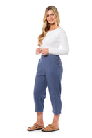 Ladies Linen 3/4 Trousers with Button Up Side (4199)