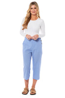 Ladies Linen 3/4 Trousers with Button Up Side (4199)