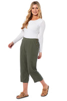 Ladies Linen 3/4 Trousers with Button Up Side (4199)