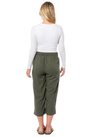 Ladies Linen 3/4 Trousers with Button Up Side (4199)