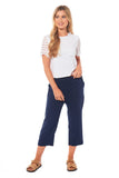 Ladies Linen 3/4 Trousers with Button Up Side (4199)