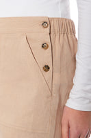 Ladies Linen 3/4 Trousers with Button Up Side (4199)