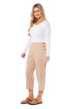 Ladies Linen 3/4 Trousers with Button Up Side (4199)