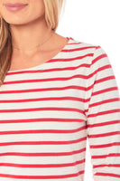 Ladies Stripe Printed Crew Neck Jersey Top (4214)