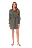 Ladies Three Quarter Button Shirt Dress (4093)